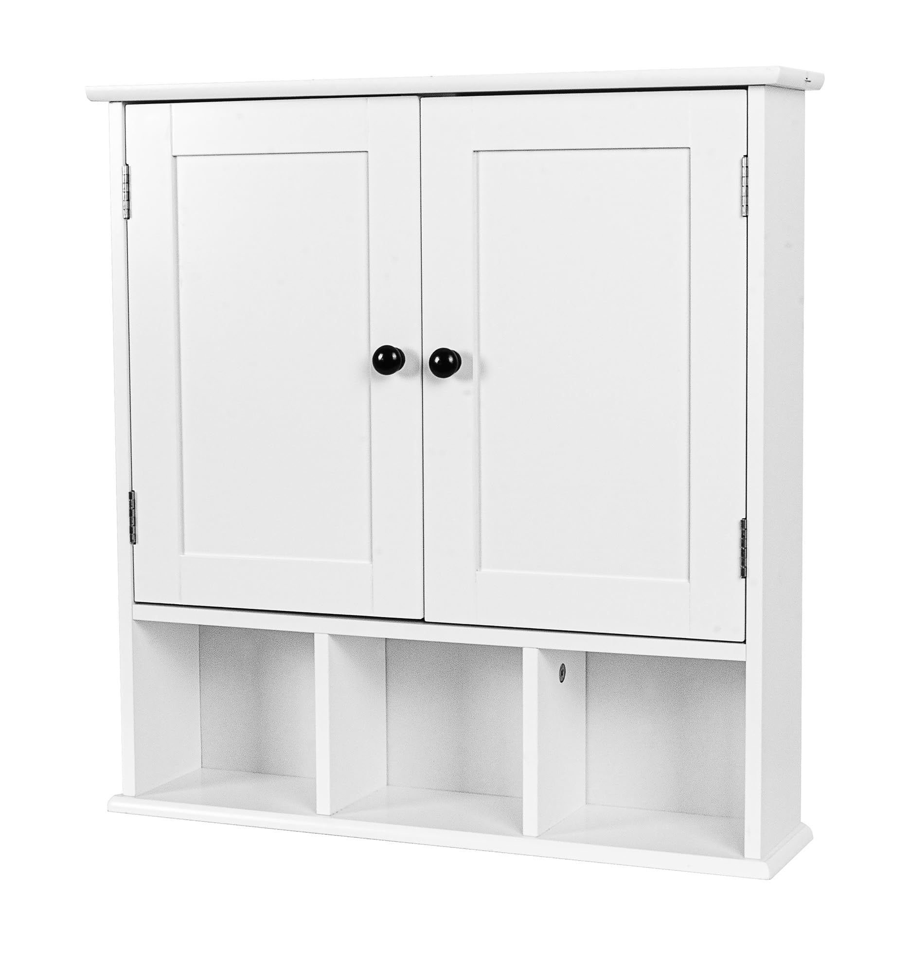 leomark Armario de Pared con 3 estantes pequeños, Gabinete Meghan Universal Blanco, Armario Multiusos - Dim: 58 cm (Alto) - Mueble de baño - Armario para salón, Cocina, Pasillo