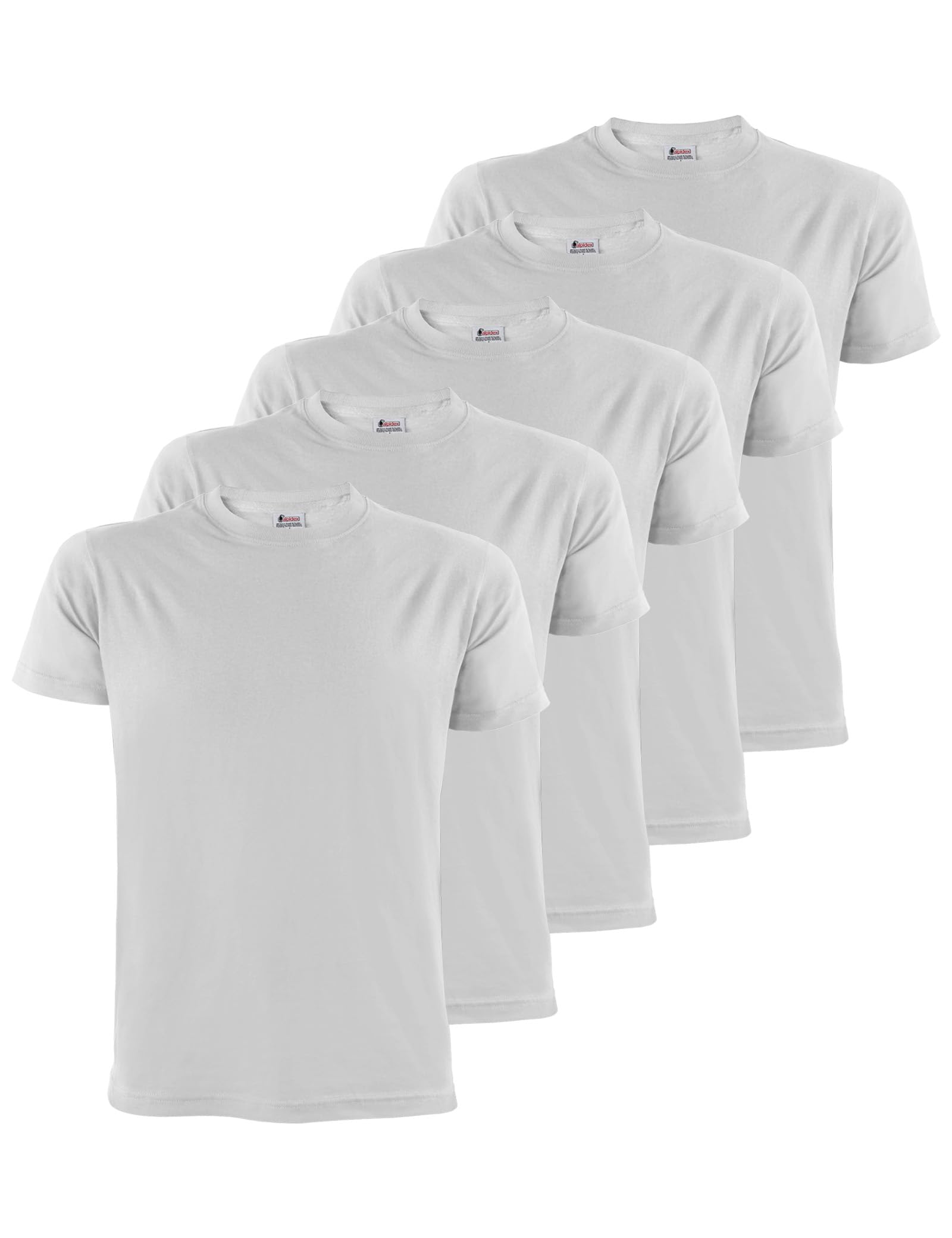 ALPIDEX T-Shirt Magliette da Uomo Confezione da 5 con Girocollo - Taglie S M L XL XXL 3XL 4XL 5XL