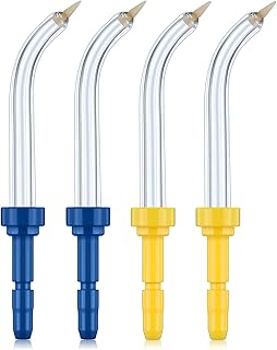 Yaomiao Replacement Tips Compatible with Waterpik 2 colors Periodontal Tips Dental Water Flosser Tips Replacement Tips Water Flossers (Like WP-100) and Other Oral Irrigators (4 Pieces)