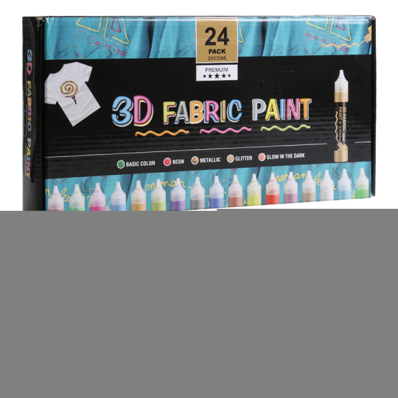 Textilfarben Set 24-Farben Textilmalerei Set | 3D Stofffarbe Set Für Erwachsene Anfänger Männer Frauen Profis