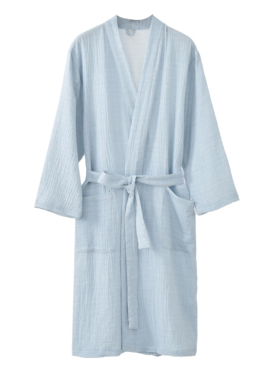 Peignoir unisexe en gaze 100% coton Peignoir kimono léger teint en fil Vêtement de nuit de spa absorbant en mousseline pour femme