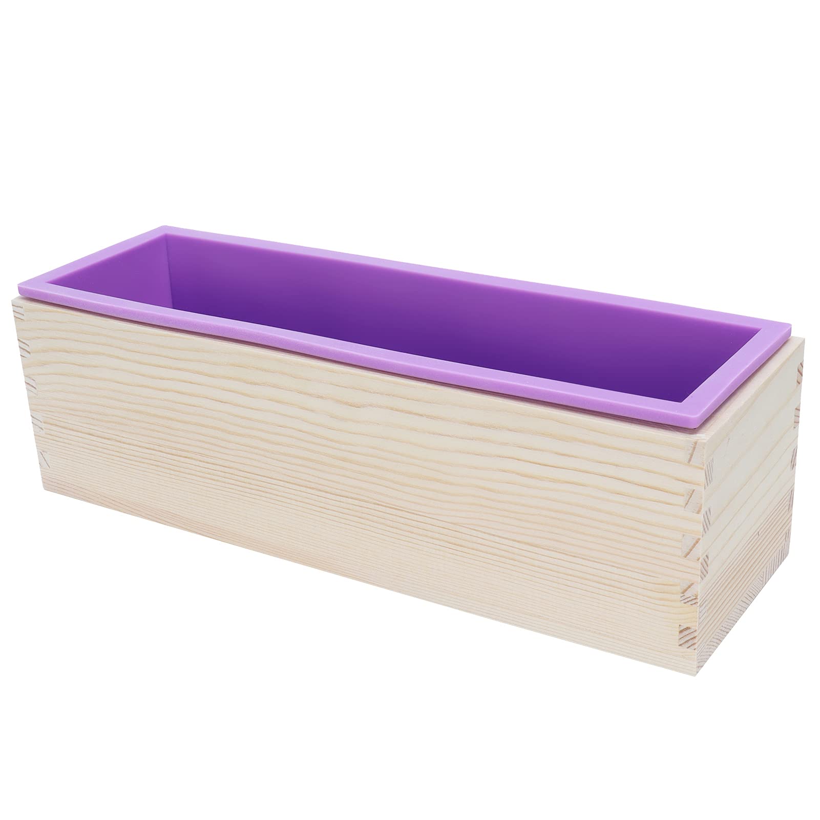 Molde de jabón de 1200 ml con kit de cortador de pan de madera, molde de silicona para hacer jabón y hornear pasteles, incluye cuchillos rectos y ondulados