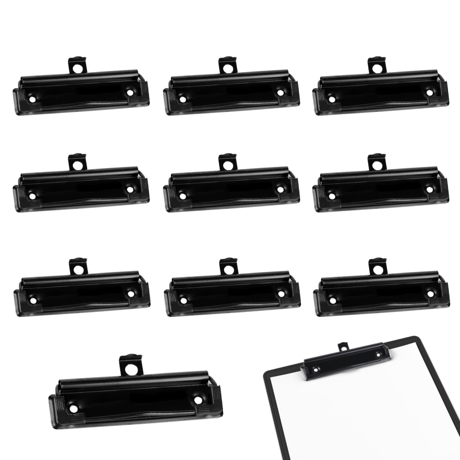 10cm Clipboard Clips, Mountable Clipboard Clamps with Rubber Grip, Clipboard Replacement Hardware for School and Office, Strong Spring Loaded (Pack of 10)