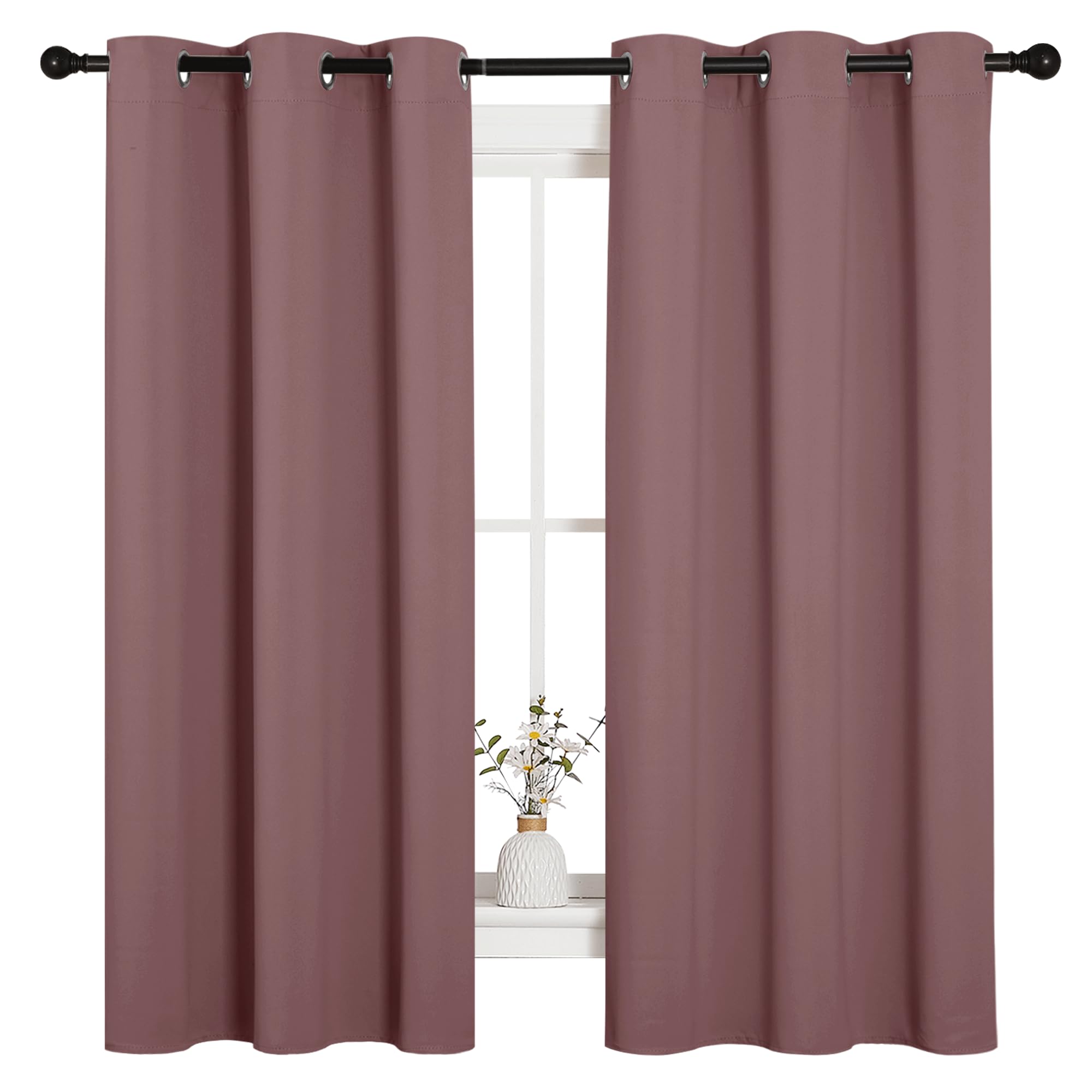 NICETOWN Room Darkening Curtains Drapes for Daughter's Bedroom, Window Treatment Thermal Insulated Grommet for Living Room (Dusty Bean Paste, 2 Panels, 42 by 63)