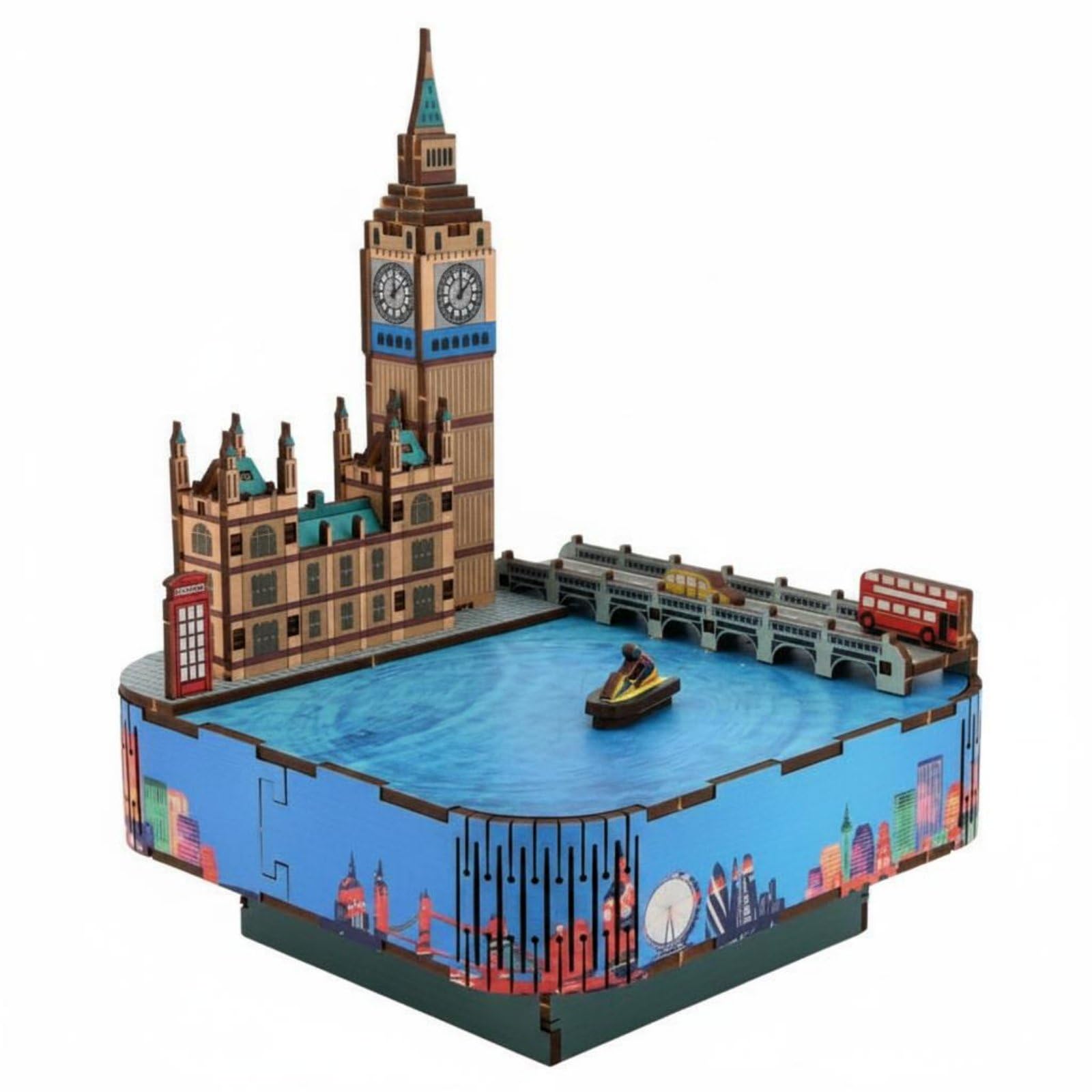 Sailboat Hotel Model Musical Mechanism 3D Wooden Sailboat Assembly Kit DIY Wooden Sailship Model Kit for Children, Birthday Gift, Big Ben | 3D Puzzles | Contemporary Puzzles | Puzzles-image-23