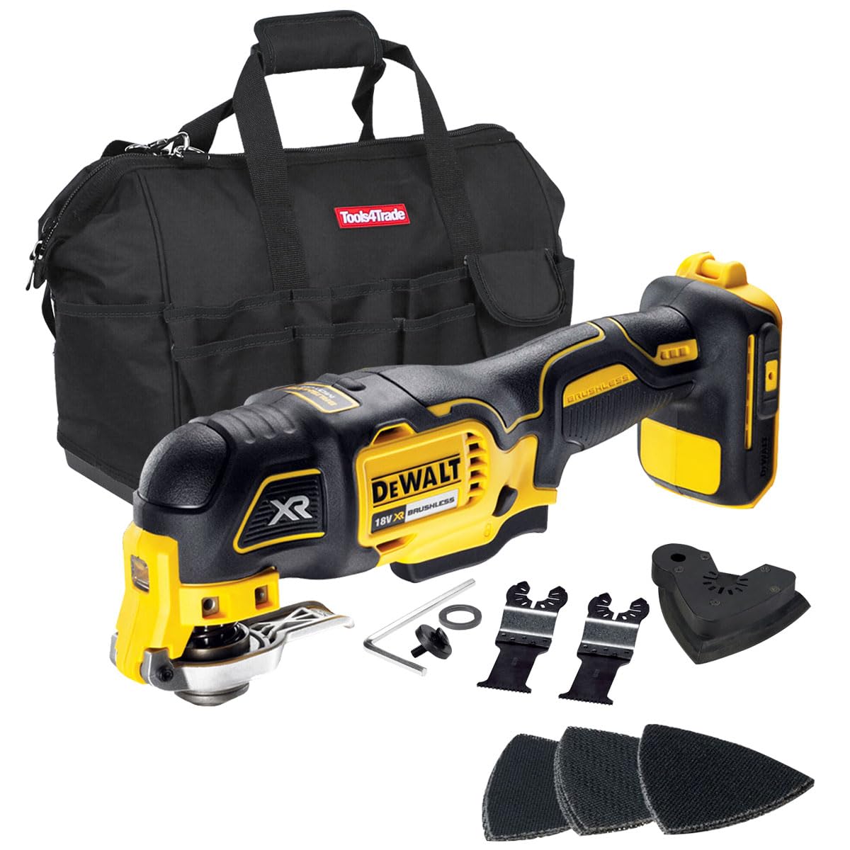 DeWalt DCS355N 18V Brushless Oscillating Multi-Tool with Bag - Quick-Change Accessory System, Dual-Grip Variable Speed Trigger, LED Light, Power Tool Combo Kits, 18v dewalt multicutter