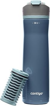 Contigo Clybourn Chill Stainless Steel FreeFlow Filter Water Bottle with AUTOSEAL, 24oz., Dark Ice