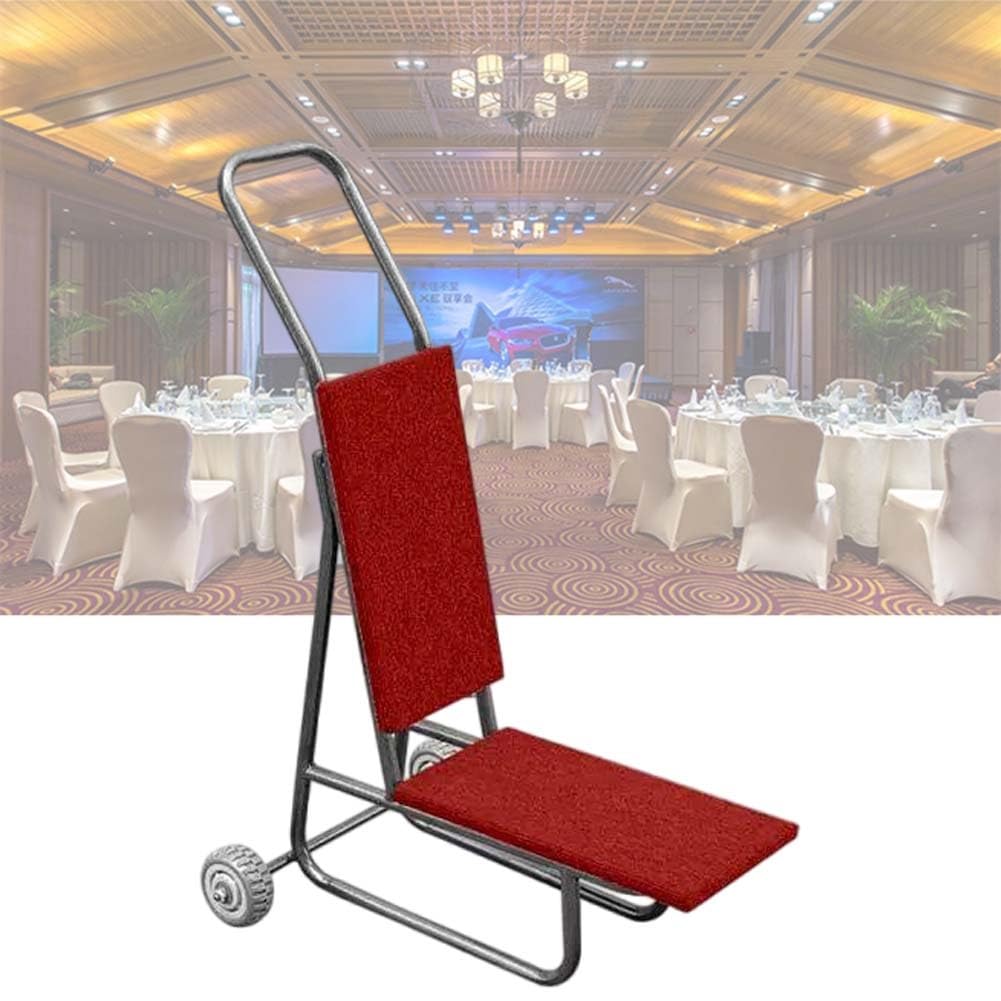 Silla de mano resistente con ruedas de goma de 6 pulgadas, transporta fácilmente hasta 15 sillas de banquete para eventos, fiestas, hoteles e iglesias