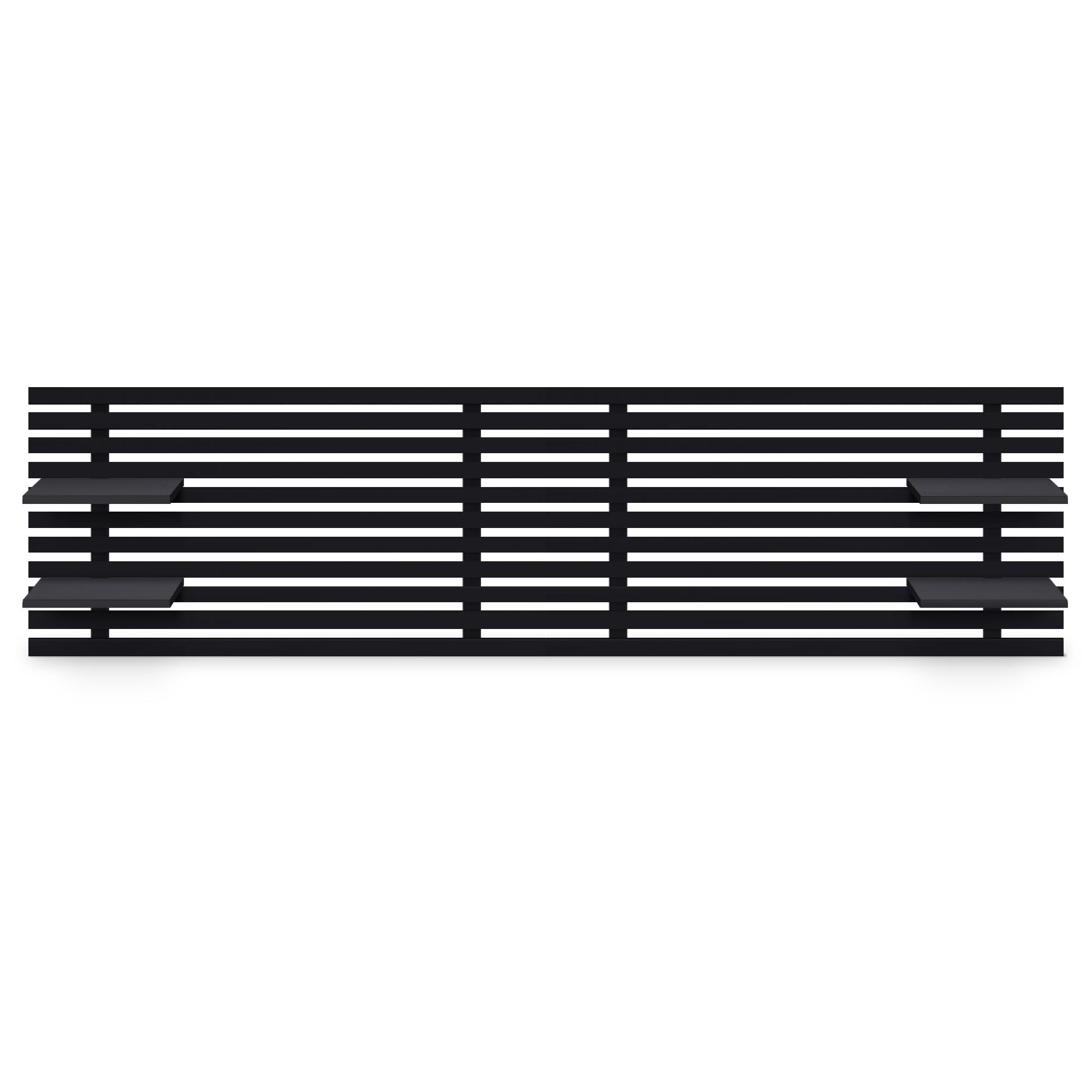 DHOME Testiera con Mensole in Legno Riciclato DM da Appendere alla Parete Stile Pallet Letto Vintage Nordico Supporti Inclusi (Stile Giapponese, Nero Solido, 270cm)