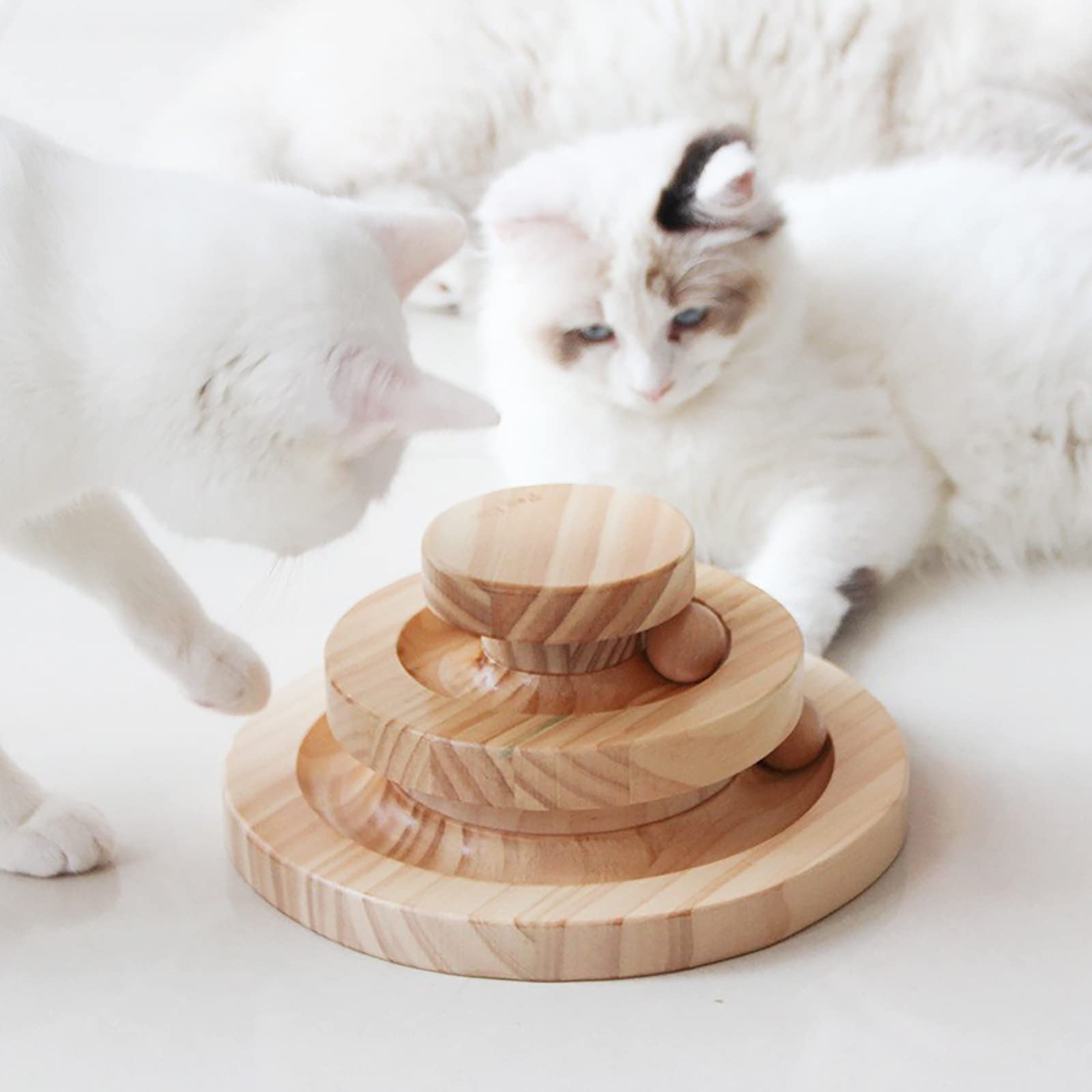 ☆猫のおもちゃ 回転 ボール 運動不足 ストレス解消 知育玩具 Amazon | Etopfashion 円盤 3層タワー 回転 ボール 猫のおもちゃ