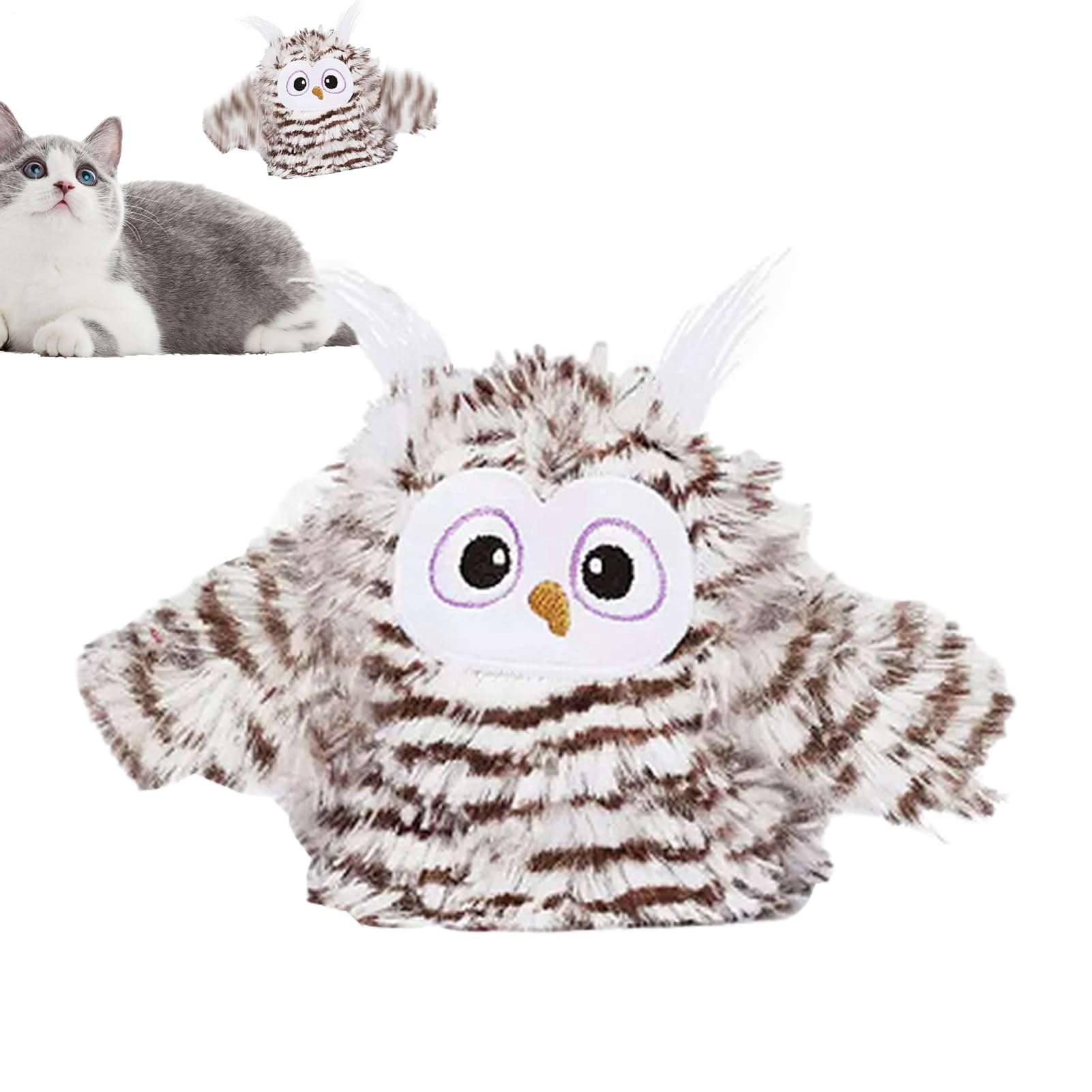 Chirping Cat Toy | Owl Shape Interactive Teaser | Bird Cat Toy with Sound - for Indoor Kitten Exercise All Breeds Boredom Relief Enrichment Play Pet Home