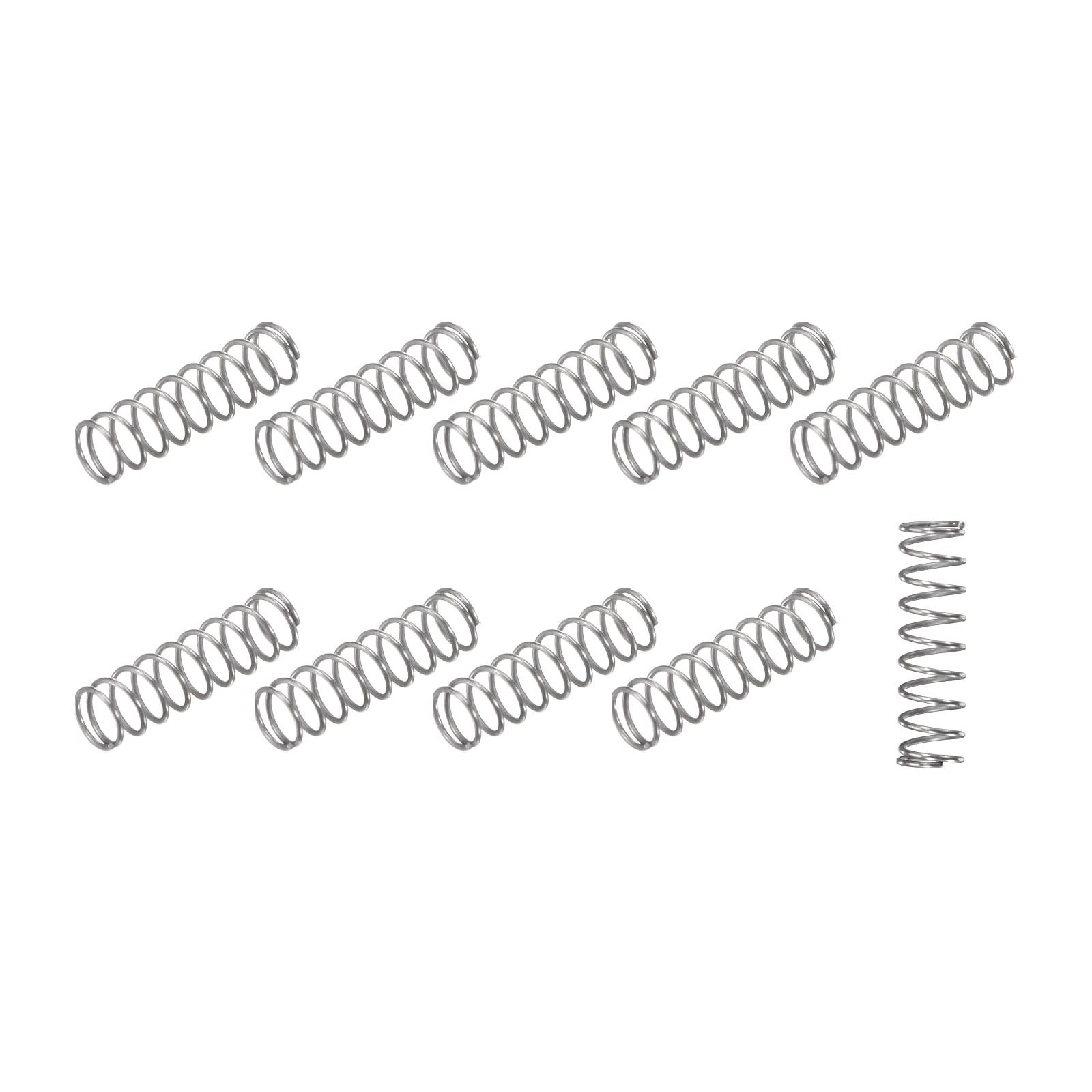 METALLIXITY Compression Springs (0.3x3mm OD,10mm Free Length) 20Pcs, 304 Stainless Steel Extension Spring - for Shop Home Repairs, DIY Projects, Silver Tone