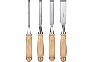 Professional Wood Chisel Set 4pc; Premium Bevel Edge Chisels