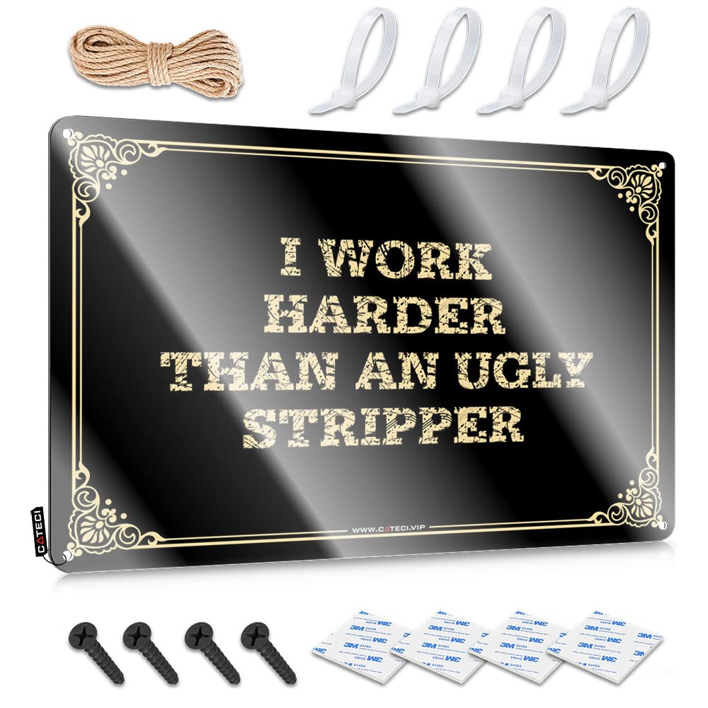 Holiday Sweet Funny Vintage Signs | I Work Harder Than An Ugly Stripper Sleek For Outhouse Living Room(20X30CM)