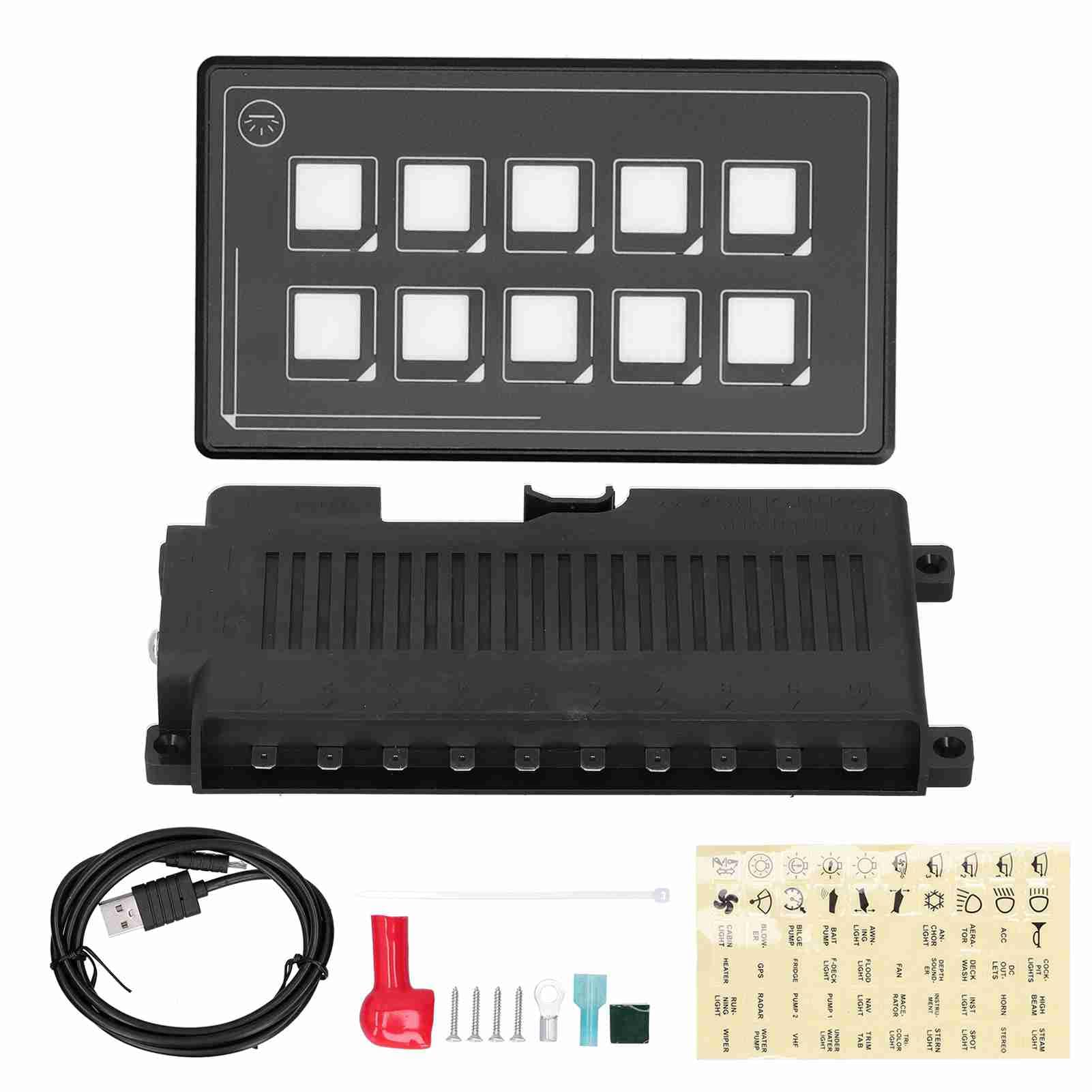 Schalter Panel Schalttafel 10P Membransteuerung Bluetooth APP Steuerung LED Hintergrundbeleuchtung Touch Wasserdichter Wohnmobilboote
