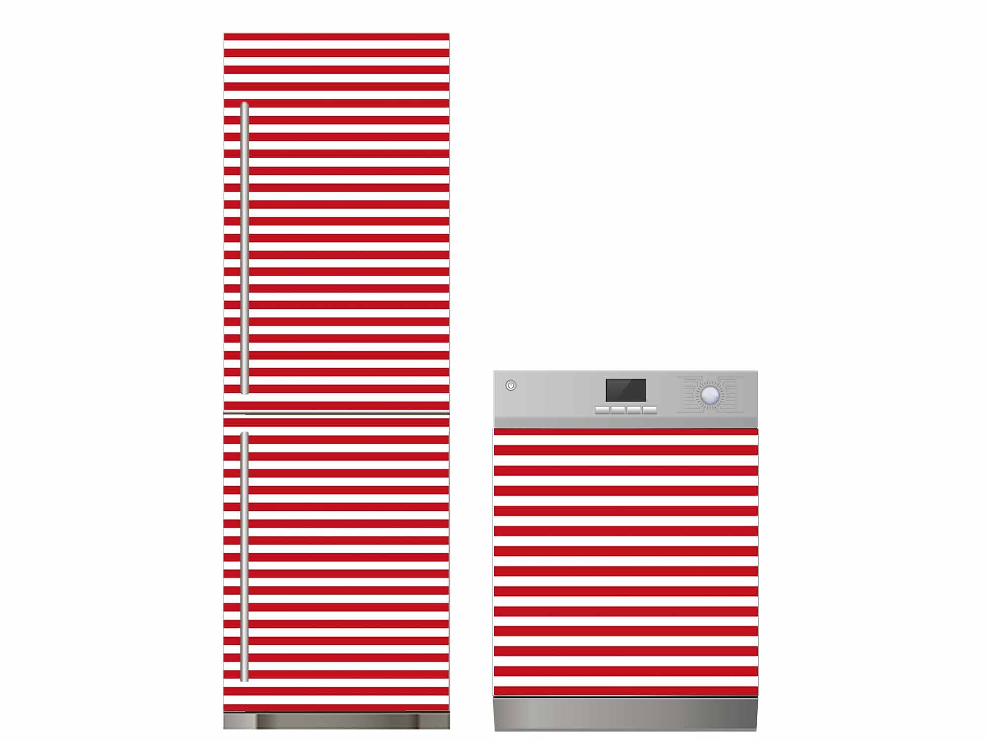 Oedim Pack Vinilo para Frigorífico + Vinilo para Lavavajillas Rayas Rojo, Adhesivo Resistente y Económico, Pegatina Adhesiva Decorativa de Diseño Elegante