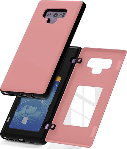 Miniatura 1 de GOOSPERY Funda tipo cartera para Galaxy Note 9 con tarjetero y protector de doble capa para teléfono (rosa)