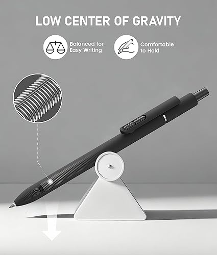 Miniatura 7 de 8 bolígrafos negros, punta media de 0.039 pulgadas (0.039 in), tinta negra, punta media, punta suave, bolígrafos retráctiles de alta gama de larga