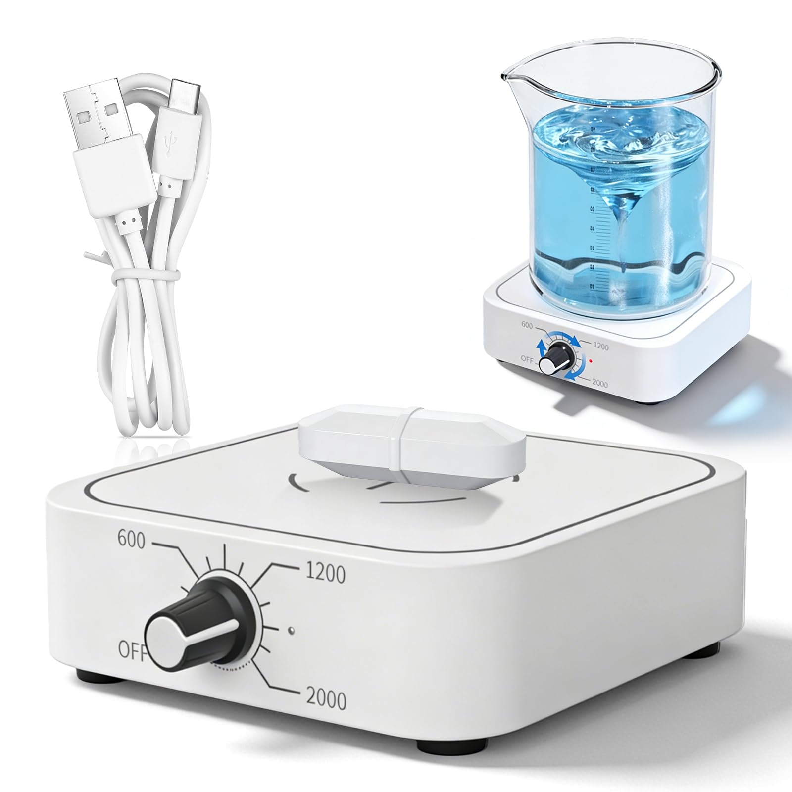 Magnetrührer, Magnet Rührer, Magnetic Stirrer, Magnetischer Mischer, Magnetrührer Mit Heizplatte, Magnetrührstäbchen Max Rührleistung 1500 Ml USB-Betriebener Für Labor Und Heimbrauen