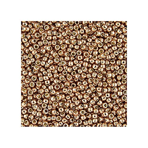 50 g TOHO Round Seed Beads Rocailles, Size 15/0, Permanent Finish Galvanized Rose Gold (# PF551), Japan, Glass โ image 1