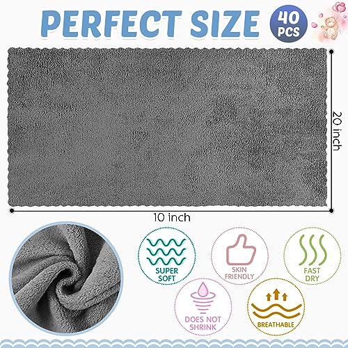 Mixweer 40 Pack Baby Burp Cloths Bulk 20x10 Inch Absorbent Muslin Burp Cloths Microfiber Baby Washcloths for Burp Rags Burping Cloths for Newborn Infant Toddler Bath Essentials (Light Gray, Beige)2