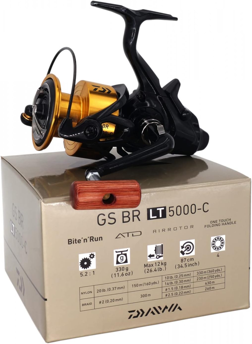 Daiwa 20 GS BR LT 5000-C reel on its retail box with specifications