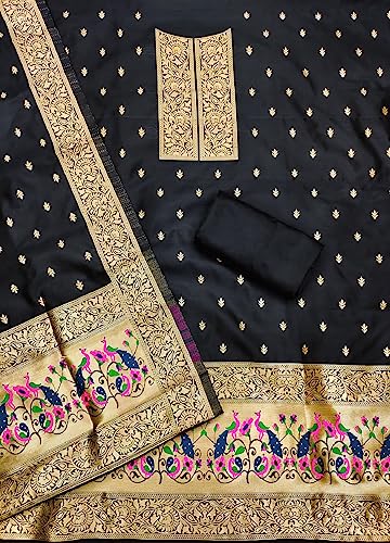 Image of Pandadi Women's Banarasi Paithani Woven Design Dress Material