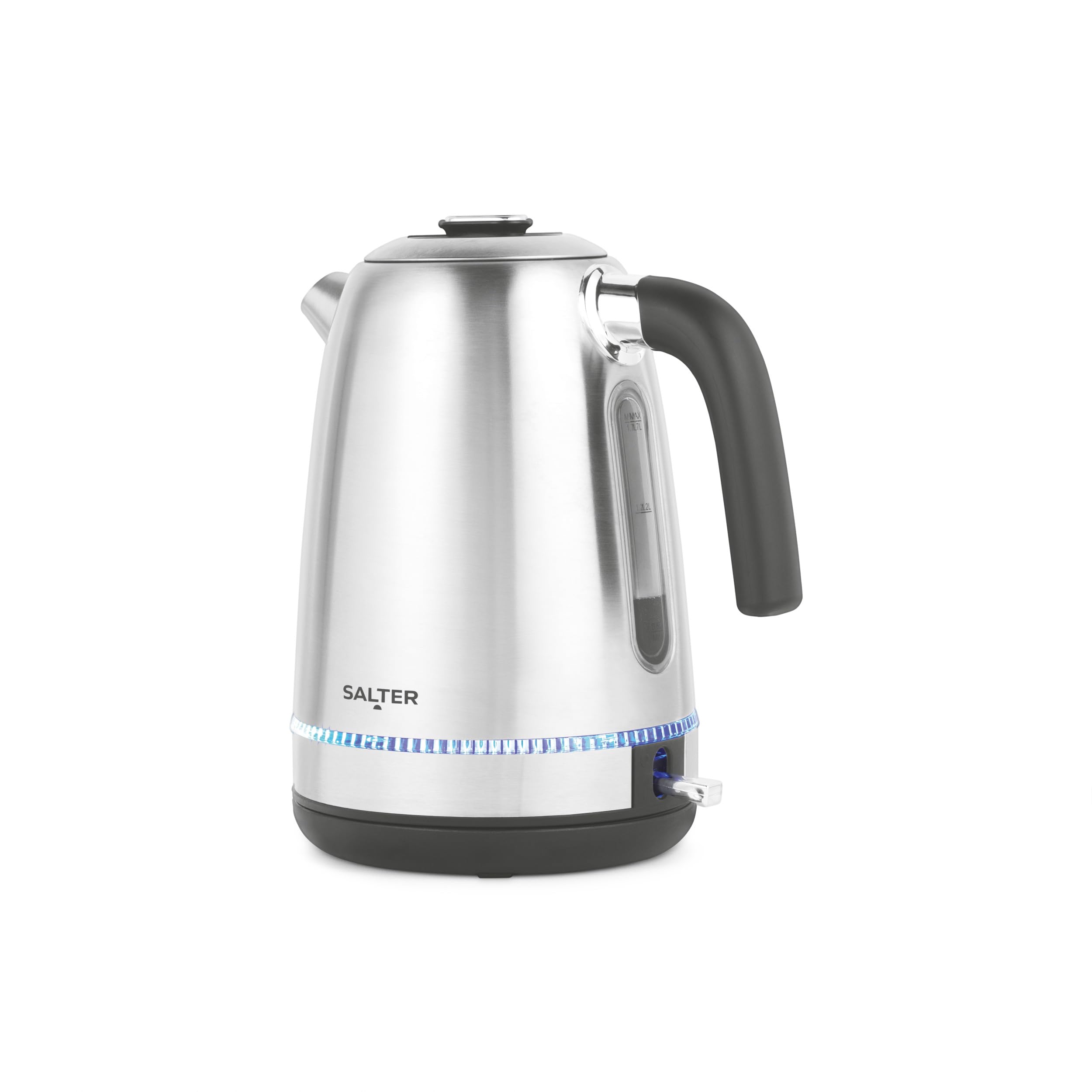 Salter Lumie LED Kettle - 1.7L Capacity, LED Blue Illumination When Boiling, Stainless Steel, Easy Fill, Removable Anti-Limescale Filter, 360° Swivel Base, Boil Dry Sensor, Auto-Shut Off, 3000W EK5557