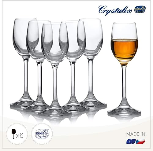 Miniatura 7 de Crystalex Juego de 6 copas de vino, juego de copas de vino tinto con tallo de puerto cordial de cristal, copas de postre para cumpleaños, boda,