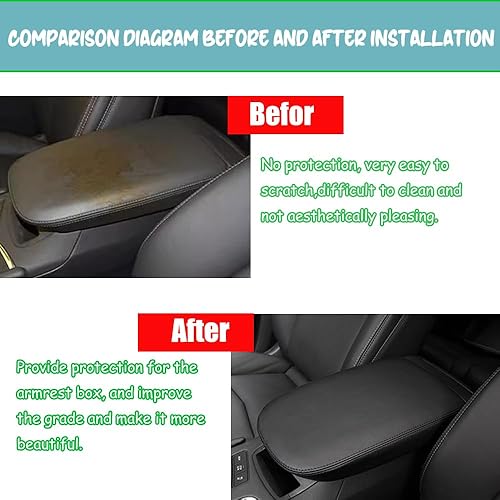 Miniatura 82 de Great-luck Leather Center Console Cover Armrest Pad,Protector Armrest Box Cover Accessories Keep Your Armrest in a More Comfortable Feeling(black