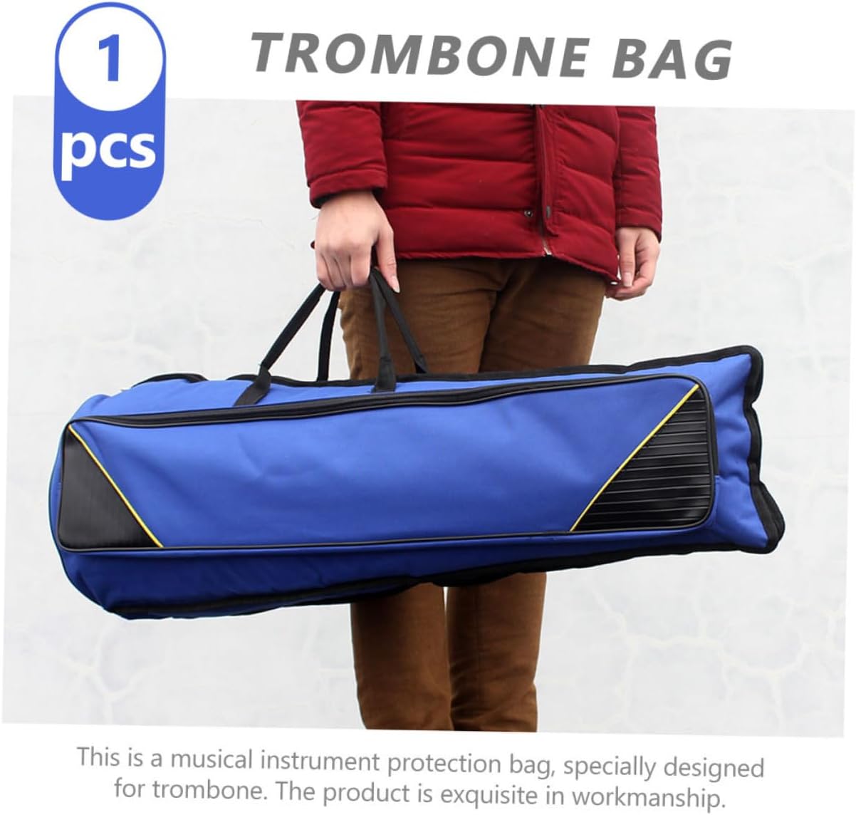 Healifty Oxford Cloth Trombone Bag with Shockproof High-density Cotton Padding Double Shoulder Straps Large Capacity Storage Case for Musical Instrument Accessories