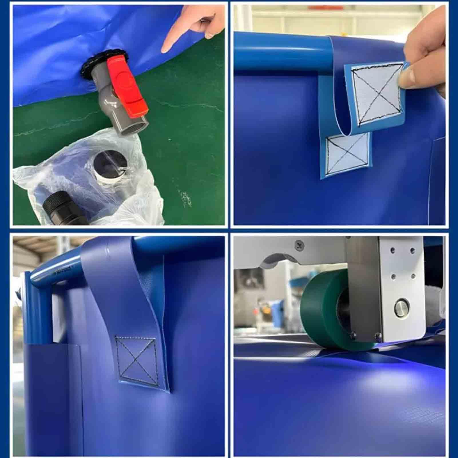 Stagno per pesci in tela con rivestimento in PVC e telaio stabile, vasca rotonda per piscina esterna con valvola di scarico, per acquacoltura, allevamento di koi, irrigazione