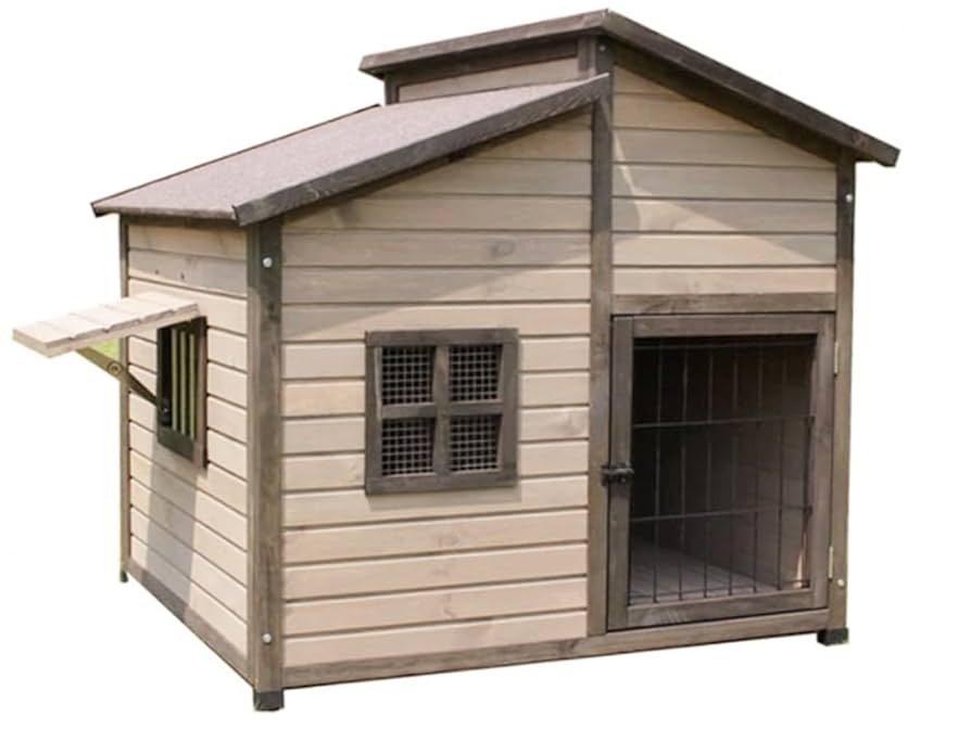 Amazon | HPYWTJY 無垢材の犬小屋 屋外の木造犬小屋 大型犬小屋