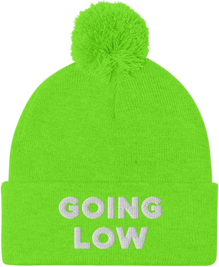 Going Low Hat (Embroidered Pom-Pom Beanie) Funny Head Hat