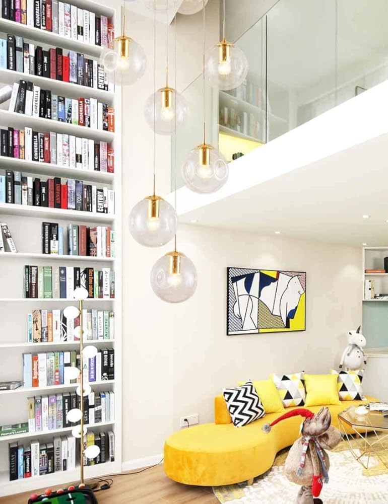 SXECAEPS Modern creative chandelier Modern Minimalist Staircase Long Multi Lights Creative Living Room Loft Duplex Hollow Hotel Villa Stairwell High Ceiling Pendant Light Decor R