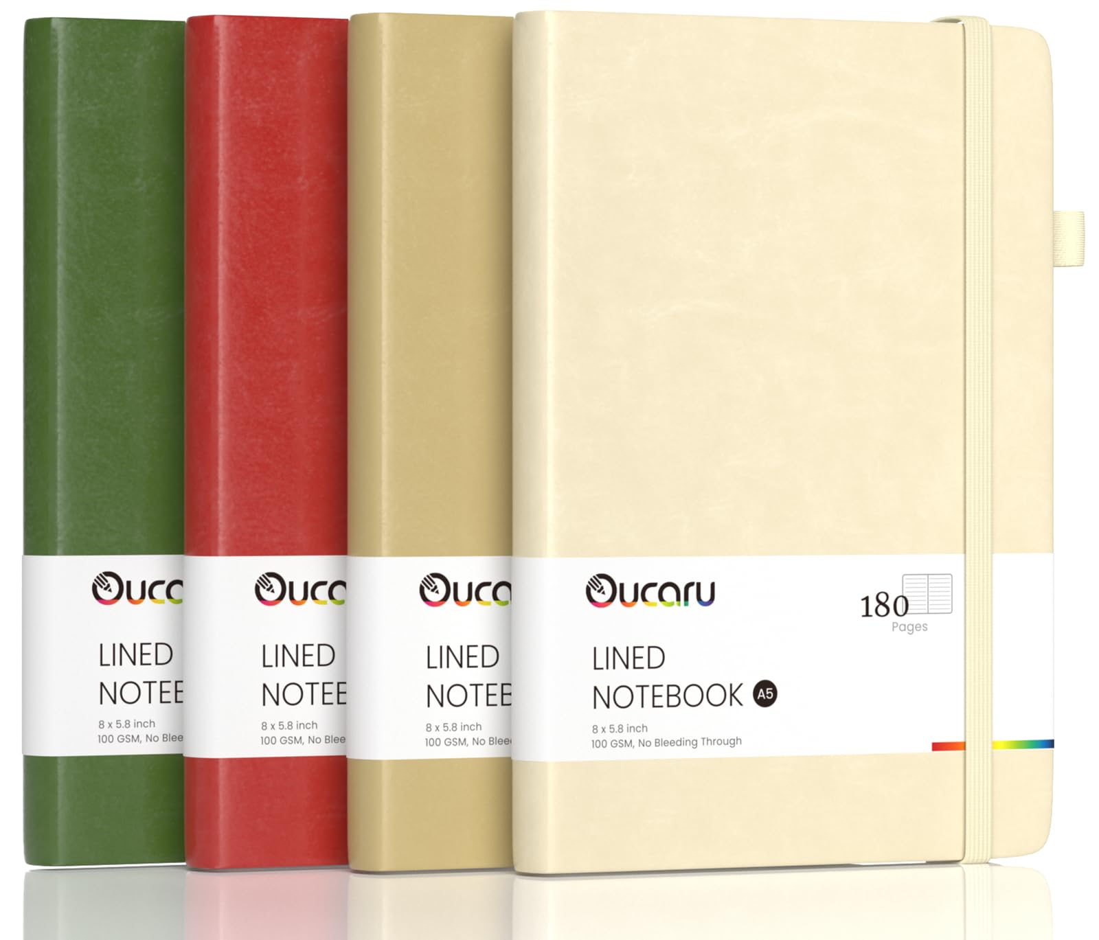Oucaru Lined Journal Notebook, 4 Pack, 180 Pages, A5 Journals for Writing, 100 GSM Thick Paper, Small Notebooks Daily Journal for Women Men Work, Business, School, Travel Supplies — image 1