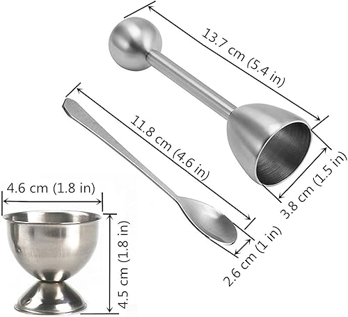 Miniatura 4 de Juego de 3 piezas de cortador de huevos, abridor de huevos de acero inoxidable, separador de huevos escalfados, herramienta para huevos duros y