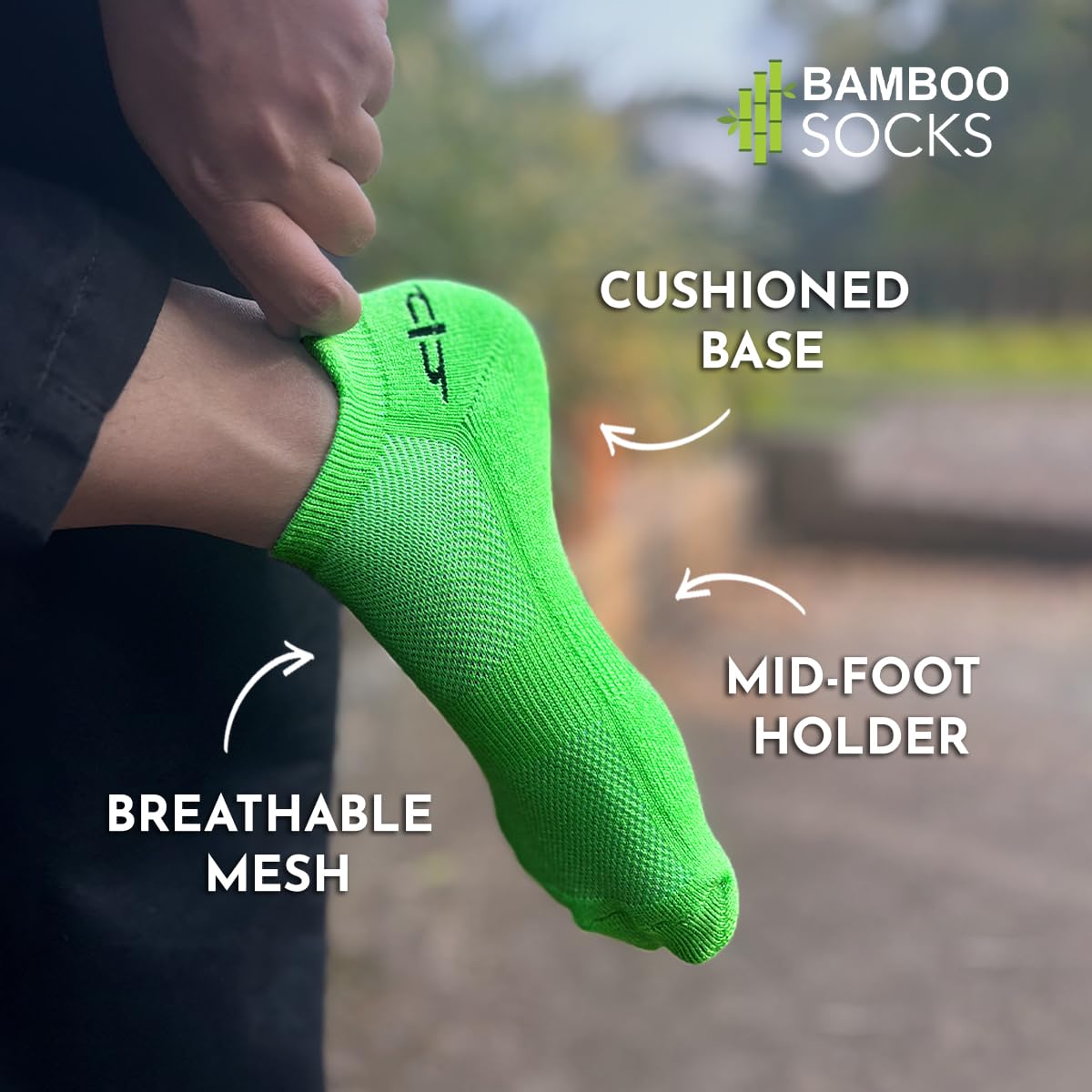 HEELIUM Bamboo Socks For Women | Ankle Length | Odour-Free & Breathable | Padded Base & Anti-Bacterial | 3X Softer Than Cotton Socks, Green, Blue, Black, Pink - Image 3 thumbnail