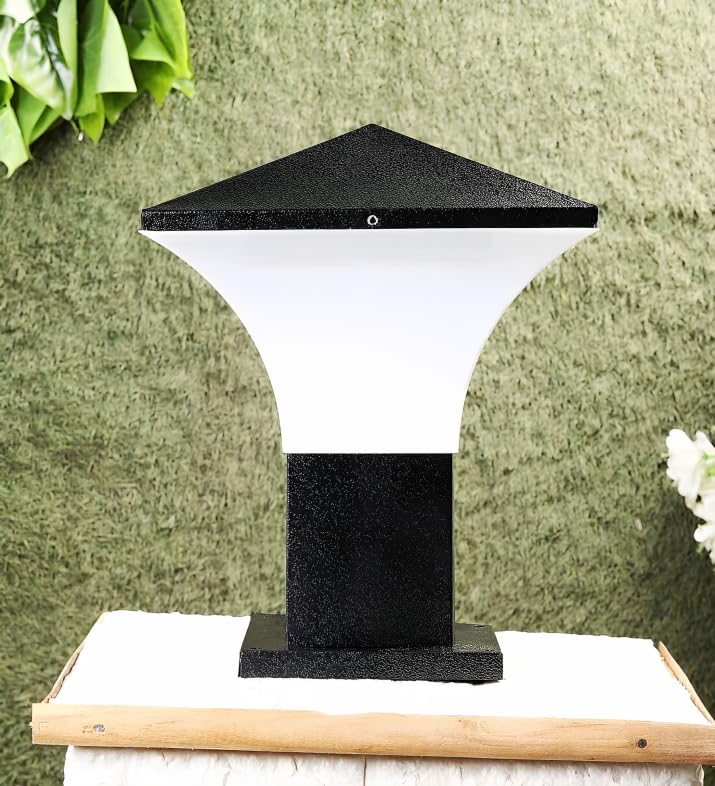 Image of Areezo Waterproof Outdoor Gate Light for Main Gate Pillar - Modern LED /Holder Based Lamp for Home, Garden & Balcony (Pack of 4, Phantom Black)