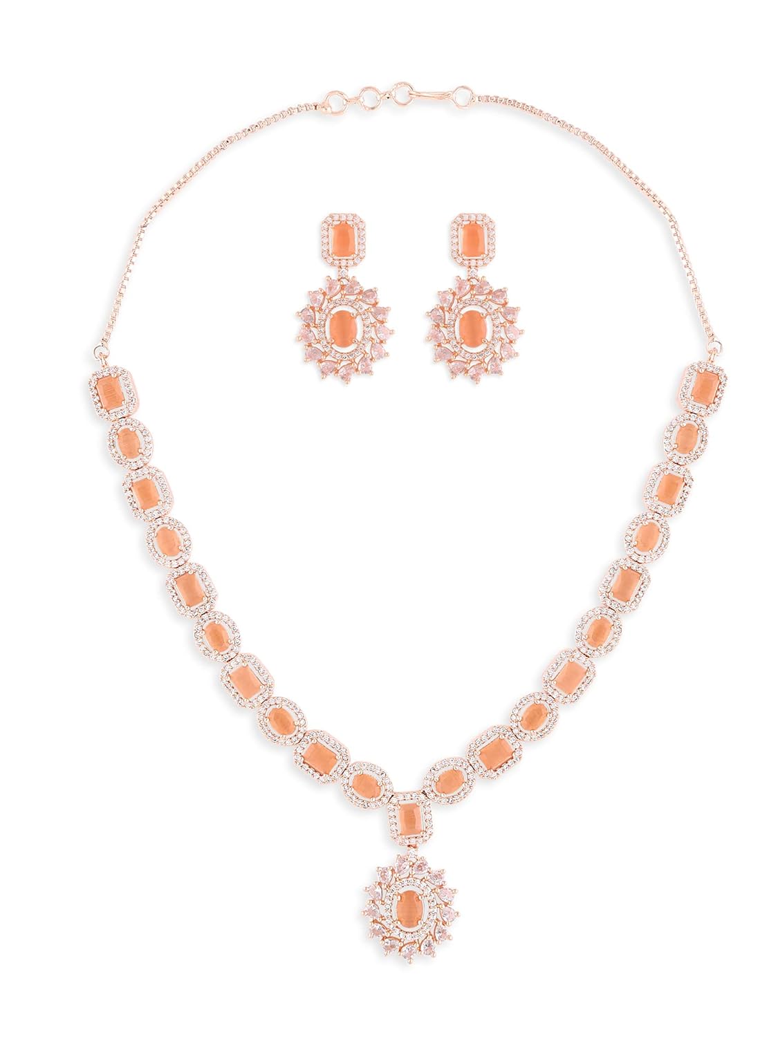 ZAVERI PEARLS Contemporary Cubic Zirconia Necklace & Earring Set For Women-ZPFK15315 ZAVERI PEARLS Contemporary Cubic Zirconia Necklace & Earring Set For Women-ZPFK15315
