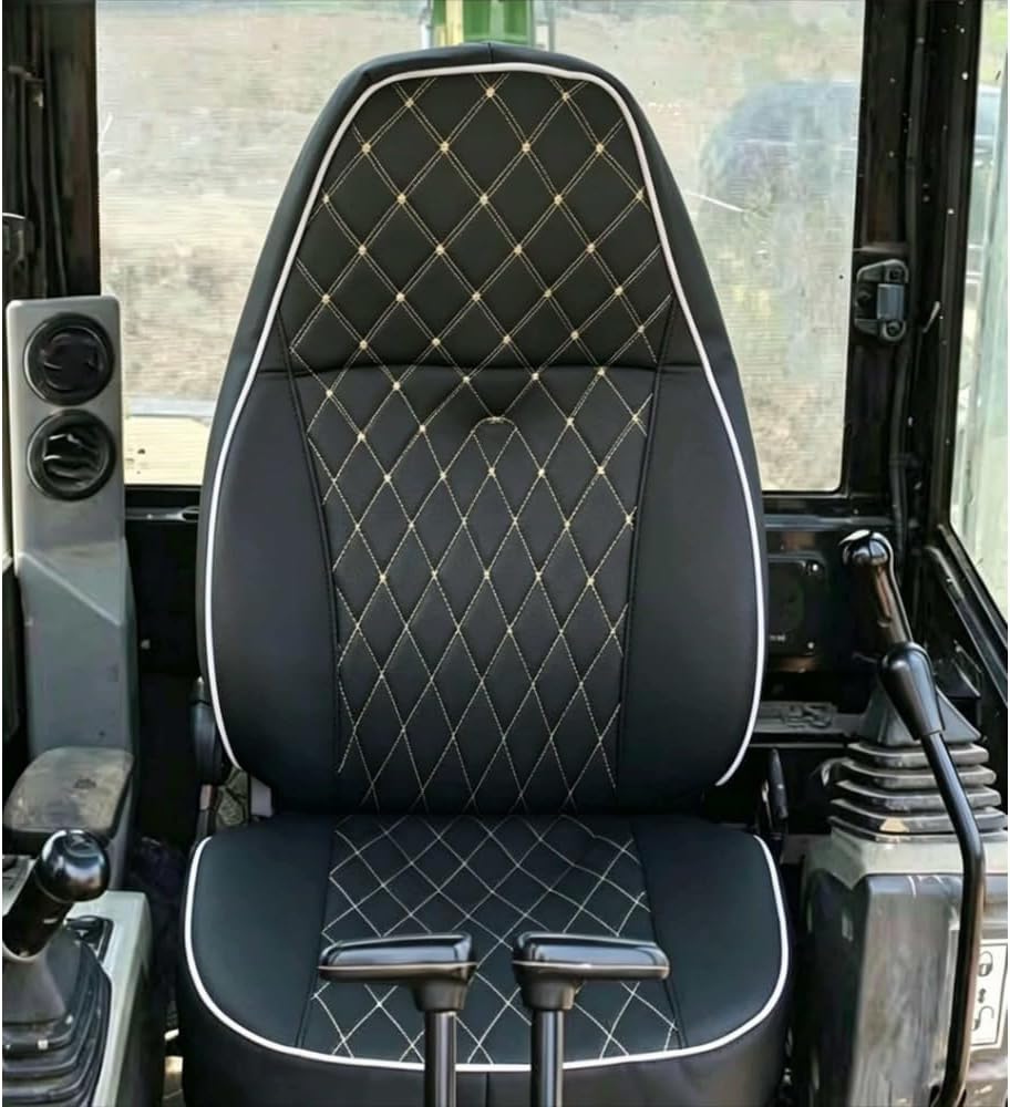 Excavator Seat Cover Compatible with CAT 305 306 307 308 305.5E2 307.5 360, Heavy Duty Waterproof Wear Resistant Digger Seat Protector, All Inclusive Seat Cushion for Machinery (Black)