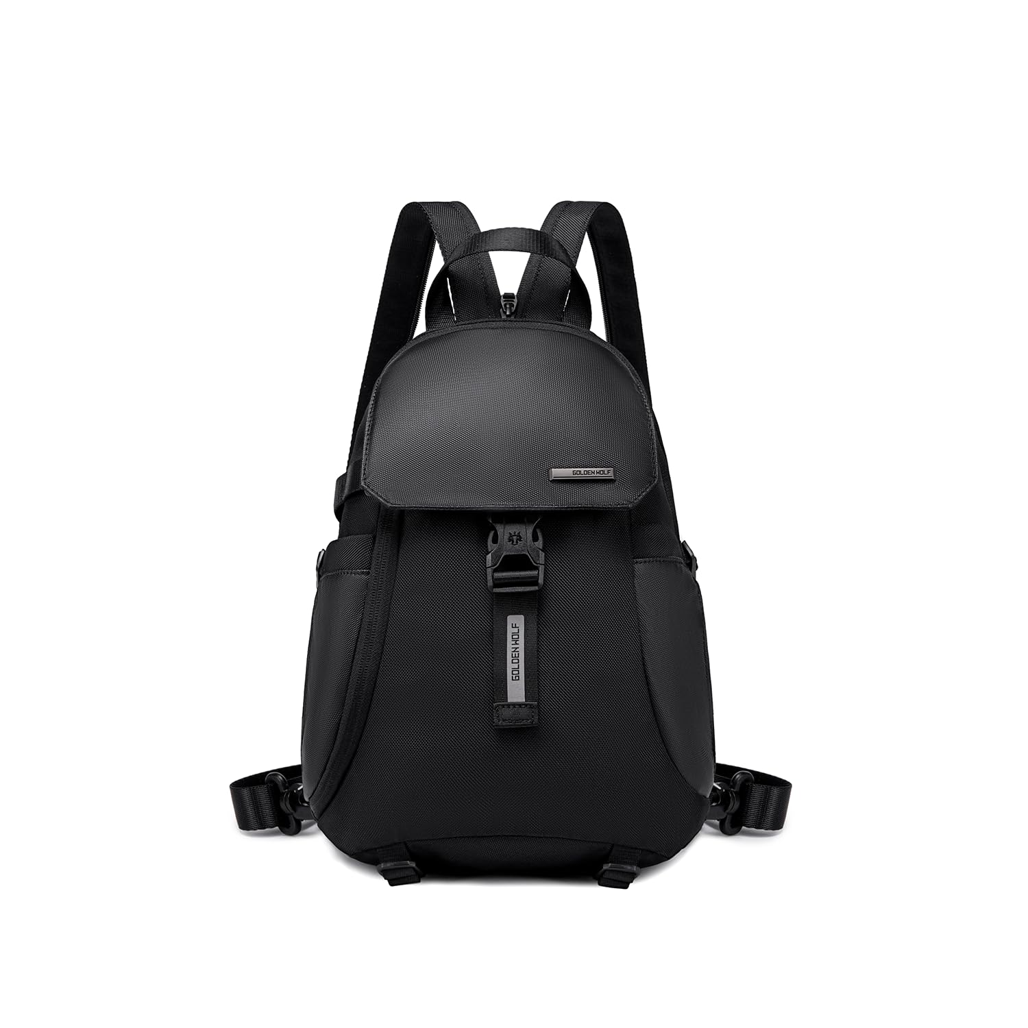 2 in 1 Convertible Sling Bag Crossbody Backpack, Water-Resistant 12L Small Daypack Side Bags with Adjustable Detachable Straps, Anti-theft Lightweight Outdoor Travel Pack for Men, Black-image-15