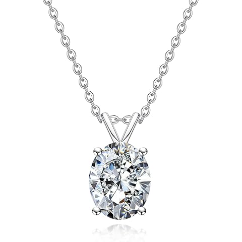 AnuClub Moissanite Pendant Necklace 2/3/4/5CT D Color VVS1 925 Sterling Silver Everyday Wear Necklace for Women Wife Her with Certificate, 40+2+3 Adjustable Chain