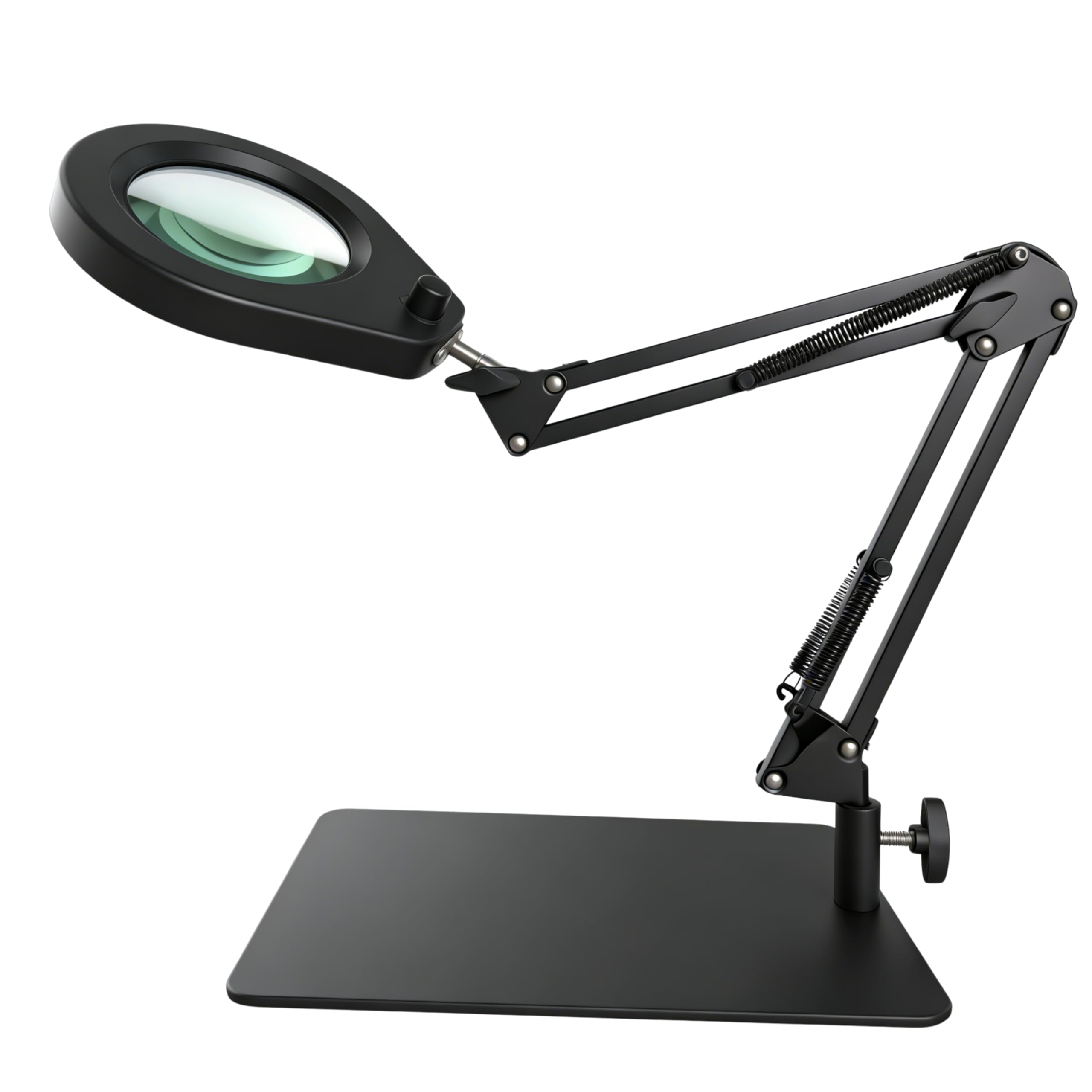 Lámpara de Aumento con Base y Pinza, Lupa Iluminada 105 mm 5X, Luz Regulable (5 Colores, 10 Niveles, 790 LM), Brazo Giratorio Ajustable - Manos Libres para Tareas de Precisión | Claridad óptica, soportes 2 en 1, luz ajustable, brazo giratorio flexible, id
