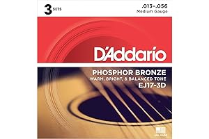D'Addario EJ17 Acoustic Guitar Strings: Medium for Vibrant Sound