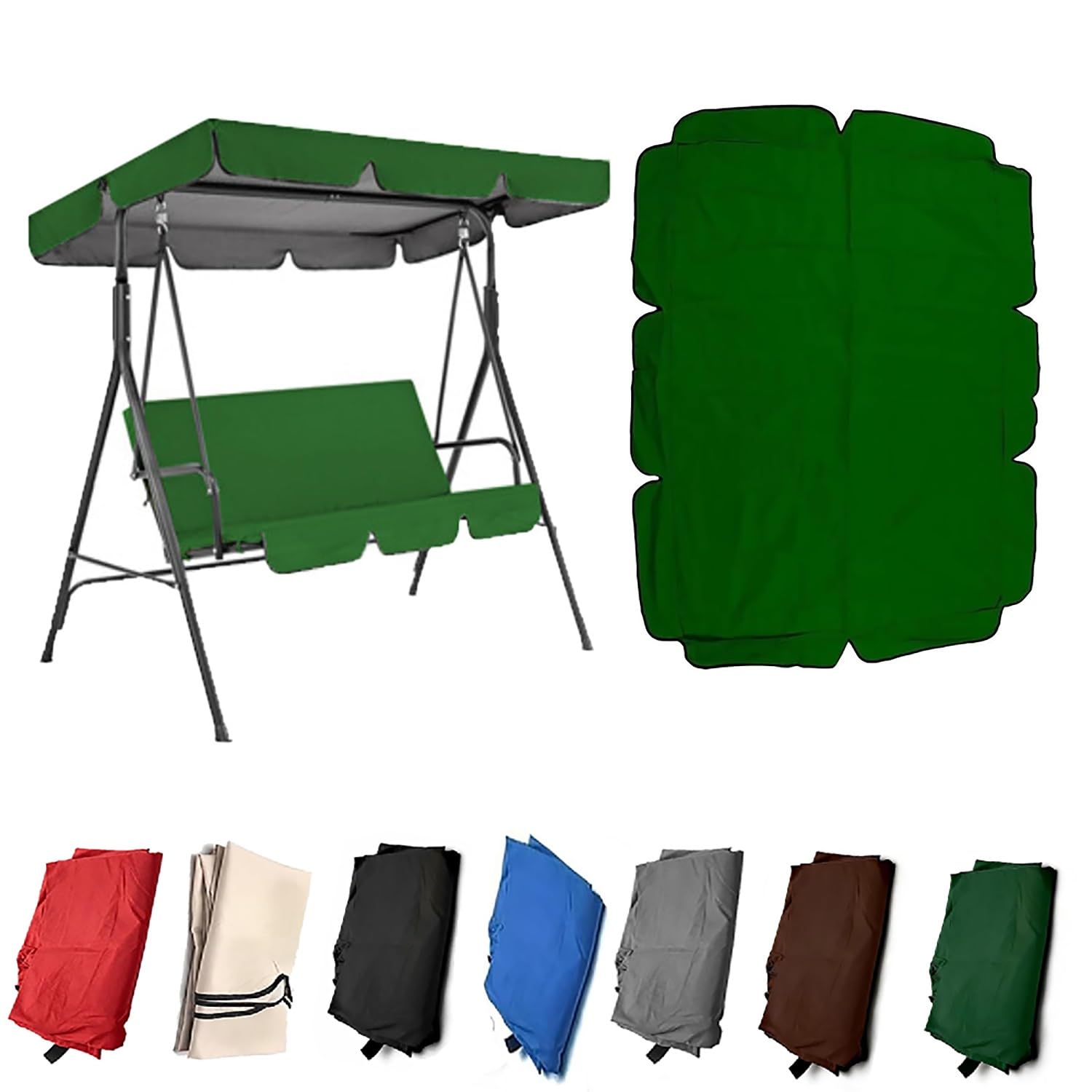 YCXHGK 75x47in 76.8x49in Swing Replacement Cover for Outdoor, Reinforced Edges, Waterproof Rip-Proof Sun Shade Awning for Backyard Garden Patio(Green,142x120cm/56x47in)