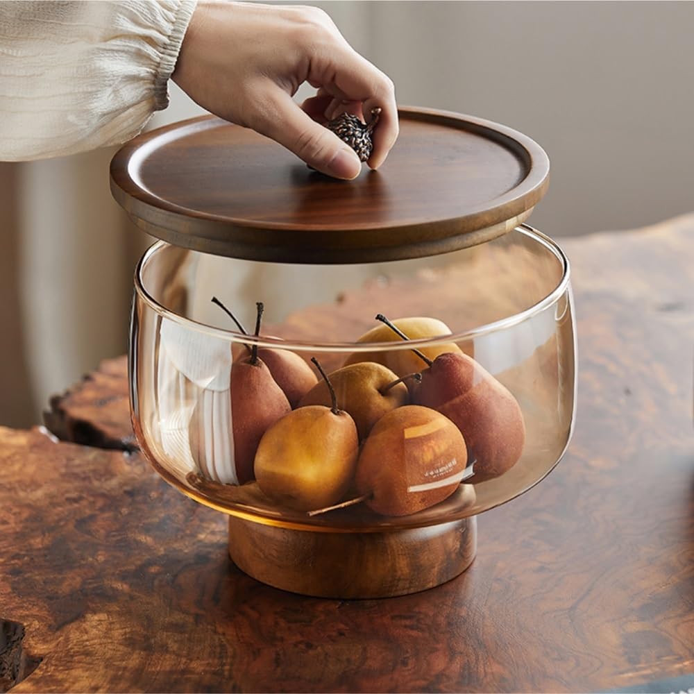 Taca na przekąski owocowe Glass Fruit Plate Living Room Coffee Table Household Exquisite High-color Dry Fruit Candy Snacks Placed on The Plate High Fruit Basket Dekoracja domu