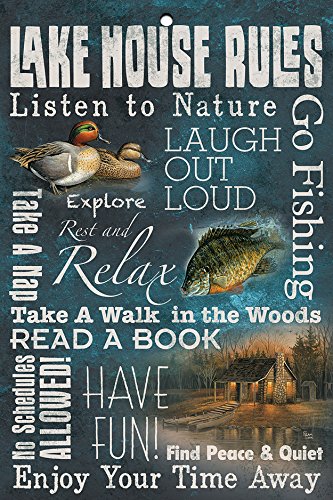 Wild Wings Lake House Rules 8" x 12" Wood Sign by Sam Timm