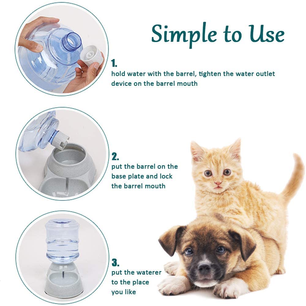 tgopit Automatic Pet Water Dispenser, Dog Waterer Dispenser Station, Self-Dispensing Gravity Water Fountain for Small Medium Puppy and Kitten, Cat/Dog Water Bowl 3.5L 3