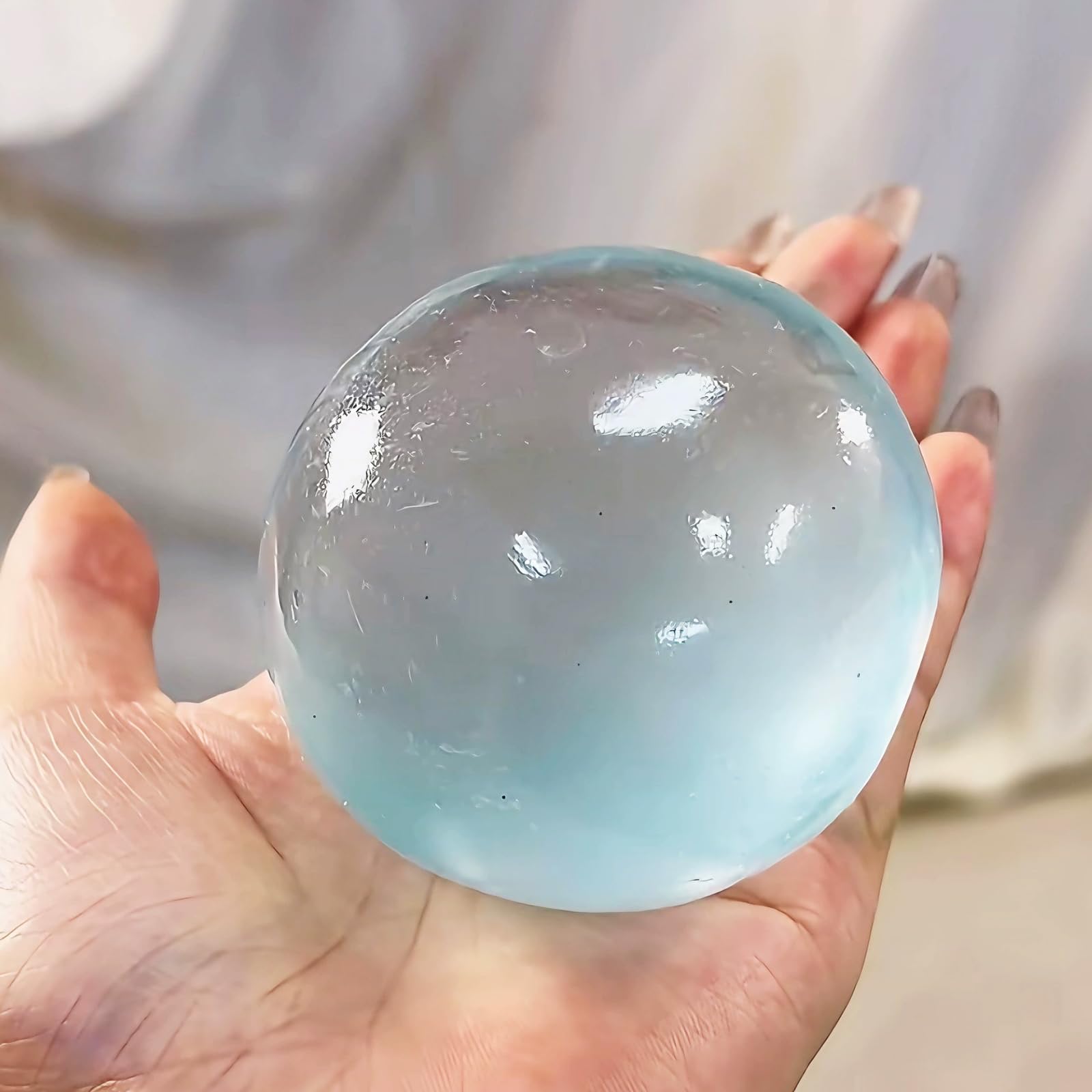 Kulka do squishies z oleju kokosowego, 6 cm, ręcznie wykonana, wyciskana piasek, kleista, nieprzylepna, wielokrotnego użytku, idealna do pracy, nauki, podróży